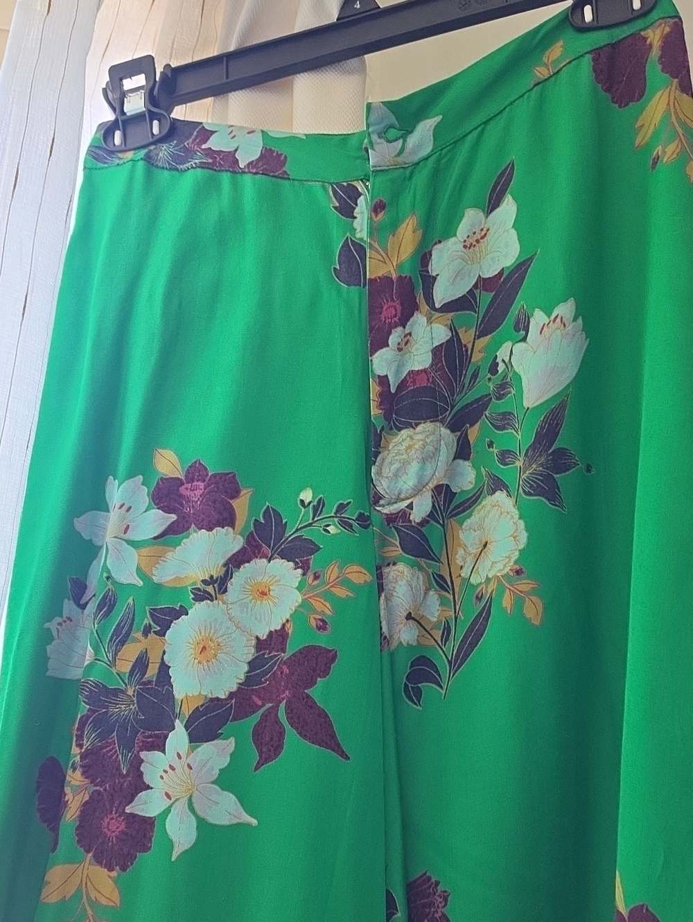 Free People Green Floral A-Line Midi Skirt